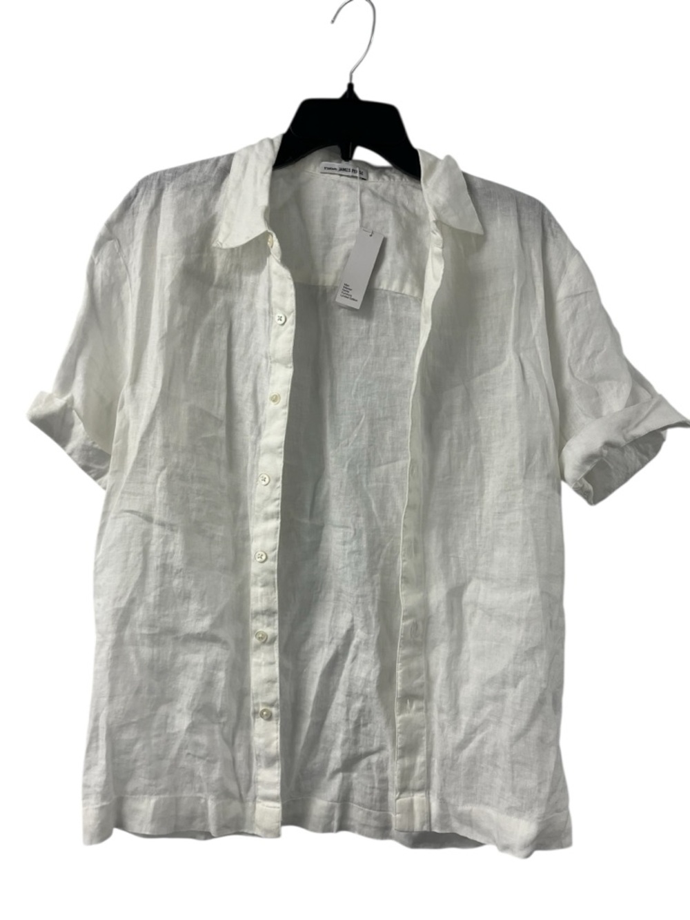 NWT James Perse Men's White Linen Short-Sleeve Button-Up Shirt